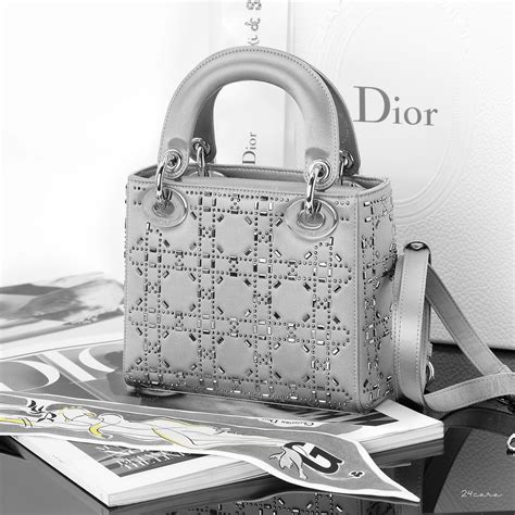 Small Lady Dior Bag Gray Cannage Sequin